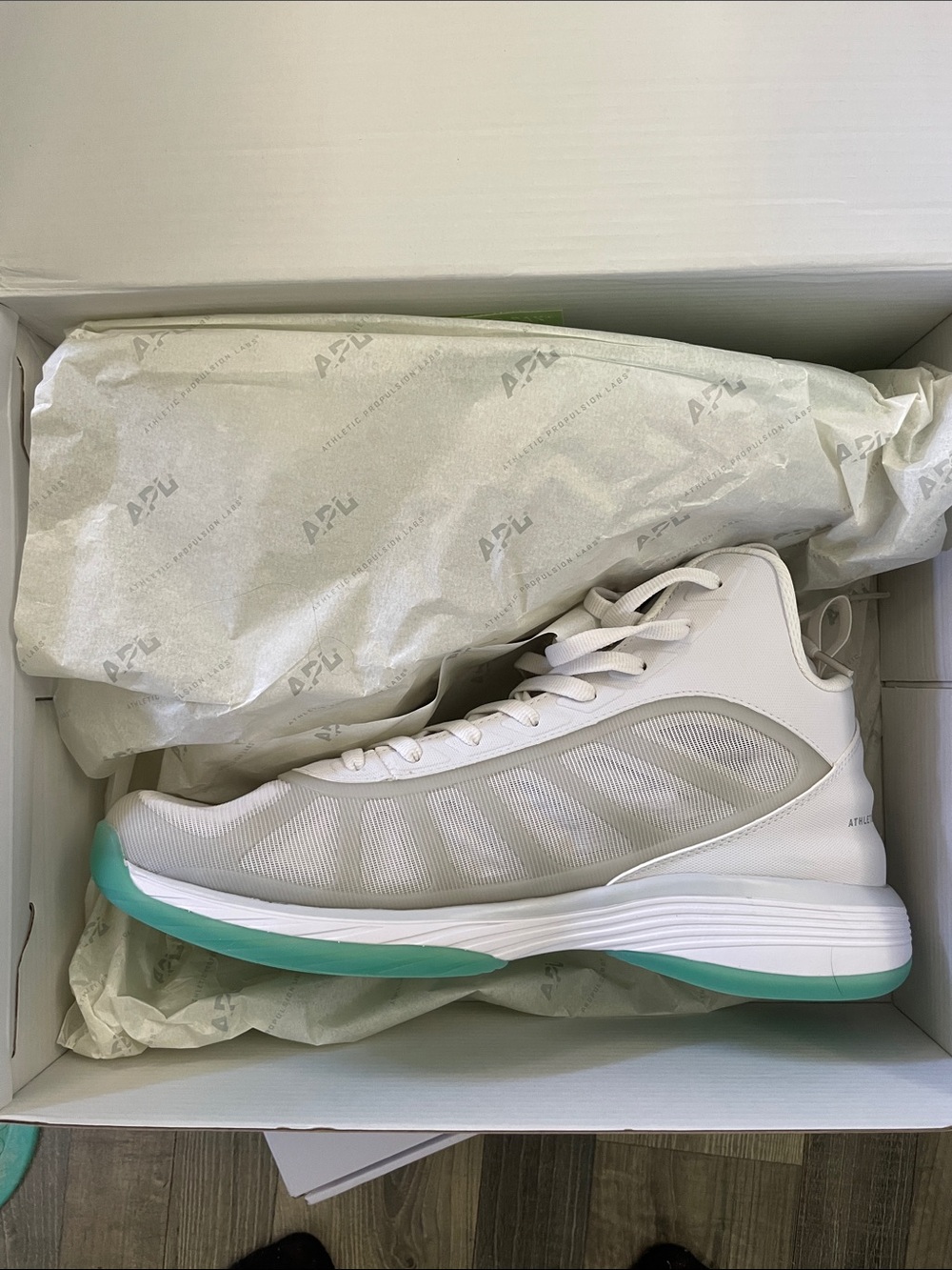 APL Men's White High Top Sneakers with Mint Outsole